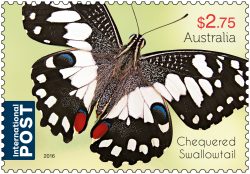 $2.75 Beautiful Butterflies - Chequered Swallowtail stamp 2016. * Only to be reproduced with the perforations included.